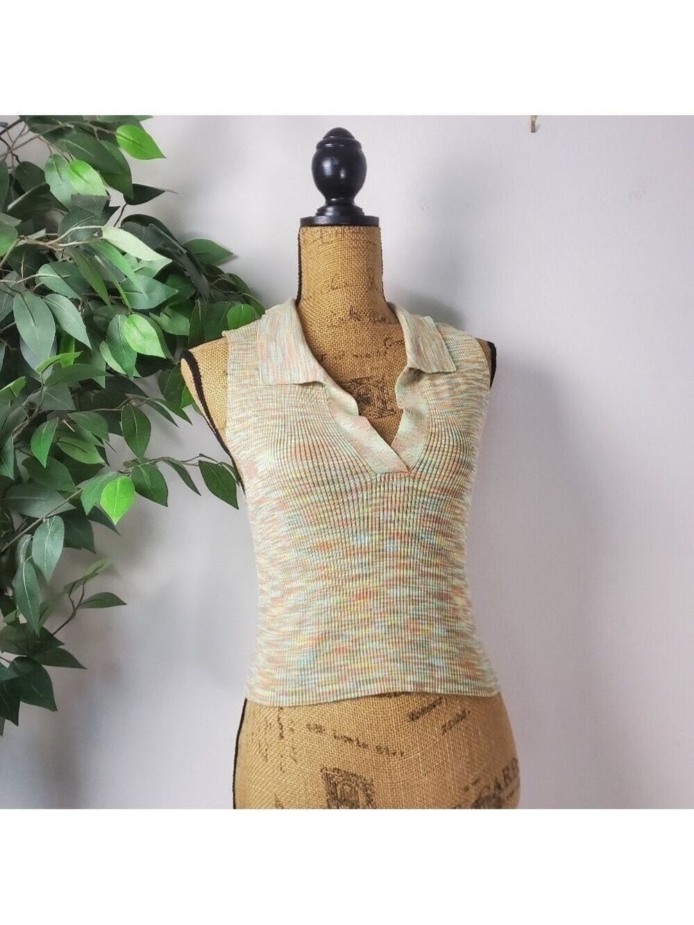 Hazel Moon Crop Sweater Shirt Women's XL Retro Pastel Design